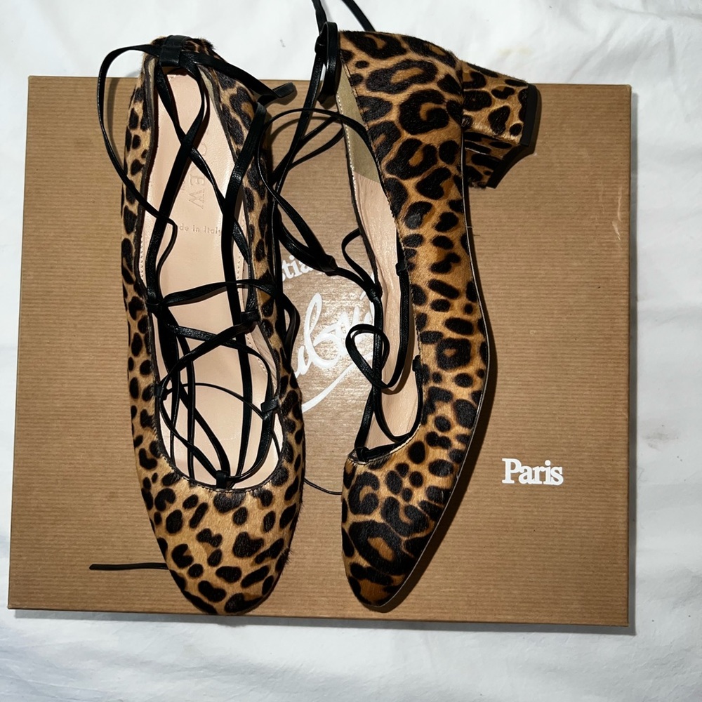 J. Crew Collection | Women’s Lace up Heels | Leopard Calf Hair | Size 9 - Picture 2 of 6